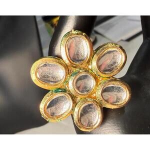 Vintage Floral Gold Tone Statement Adjustable Ring